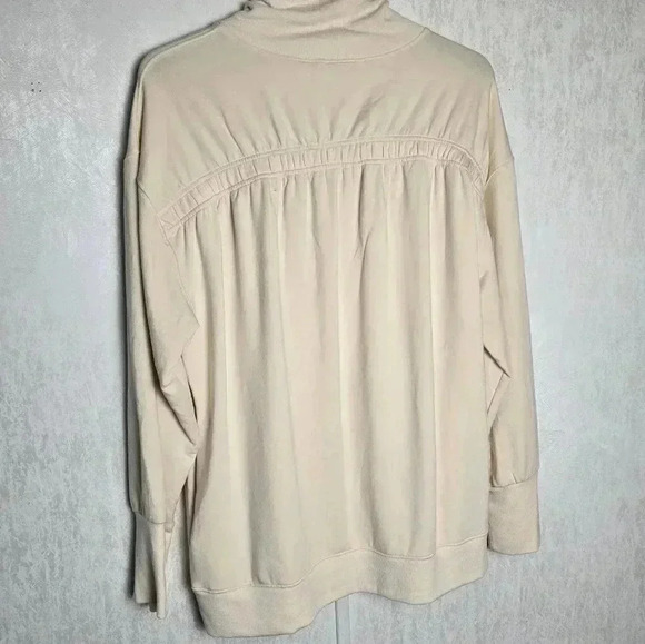 Athleta Womens L Balance Cinch Turtleneck Sweatshirt Chantilly Cream Comfy Layer - Picture 10 of 11